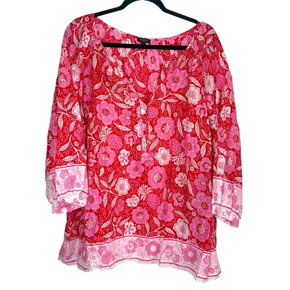 Talbots Floral Blouse in Red and Pink - Picture 2 of 9